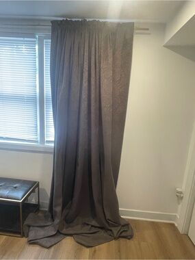 100x98 Gray Paisley Window Curtain Set - Elegant Drapery for Living Room